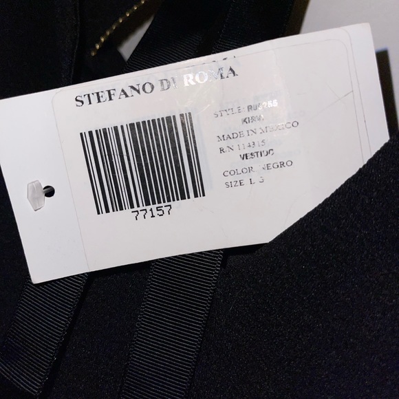 Stefano Di Roma Dress with Gold Gemstone Neck Strap - Black - Picture 6 of 6